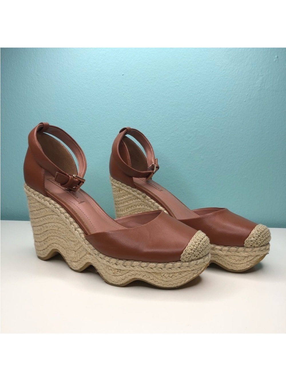 BCBGMaxAzria Wave Espadrille Wedge Leather Sandals